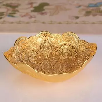 Цинковый сплав золотая фруктовая тарелка прозрачная текстура цинковый сплав вечерние украшения стол серьги ожерелье блюдо конфеты поднос для закусок домашний декор