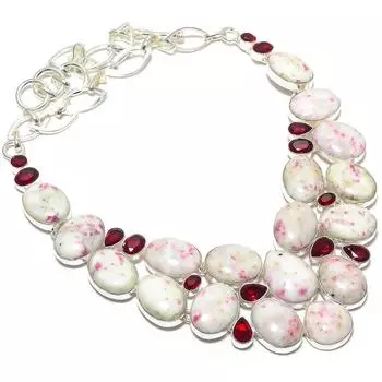 Cinnabar,Garnet Gemstone Handmade 925 Silver Jewelry Necklace 18 JCN380-17