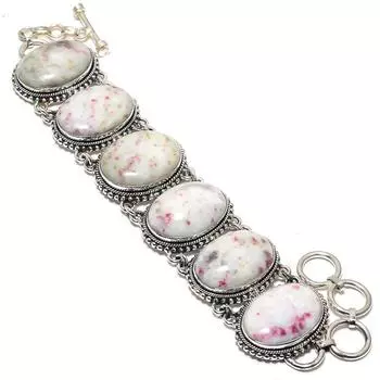 Cinnabar Gemstone Handmade Ethnic 925 Silver Bracelet 7-8 JCB360-48