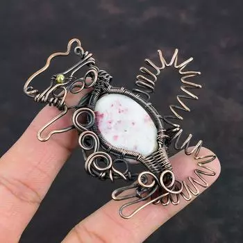 Cinnabarite Pendant Copper Wire Wrapped Pendant Gemstone Jewelry Rabbit Pendant Handmade Antique Pendant Copper Wire Wrap Jewelry Gifts For Mom