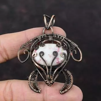 Cinnabarite Pendant Copper Wire Wrapped Pendant Handmade Gemstone Pendant Copper Wire Jewelry Tortoise Pendant Cinnabarite Jewelry Gift For Women