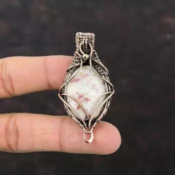 Циннабаритовый кулон, кулон в медной проволоке, кулон из кинобарита ручной работы, ювелирные изделия высшего качества, кулон с драгоценным камнем, медная проволока, завернутый в ювелирные изделия, свадебный подарок