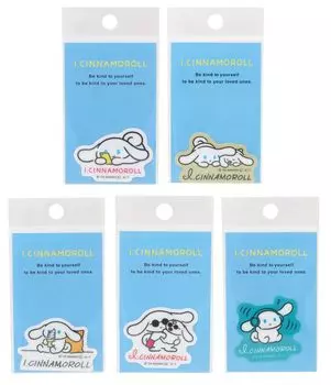 Cinnamoroll Glitter Mini Sticker Set of 5 Lying Soft 4cm General Sticker Die-cut (Aicinamoroll Smartphone, Down, Serve, Sunglasses, Music) Approx.