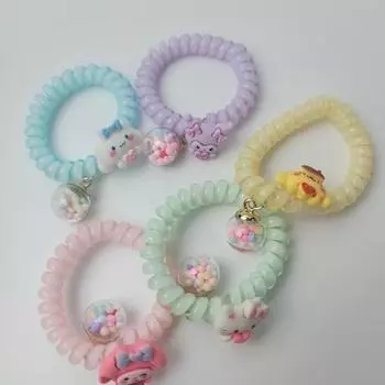 Набор из 5 требух Cinnamoroll, резинка для волос, кольцо для волос, пружина Sanrio, резинка, популярный персонаж в Корее