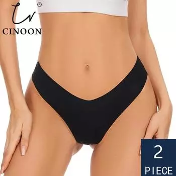 CINOON, 2 шт./лот, женские сексуальные трусики из ледяного шелка, нижнее белье с низкой талией, бесшовные стринги, женские стринги, удобное нижнее белье XS