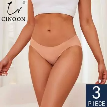 CINOON 3 шт./лот сексуальные бесшовные трусики Ice Silk с низкой посадкой t трусы женское дышащее нижнее белье удобные стринги нижнее белье XS