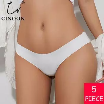 CINOON, 5 шт./лот, женские сексуальные трусики из ледяного шелка с низкой талией, нижнее белье без следов, стринги, женские стринги, дышащее нижнее белье, искушение, нижнее белье
