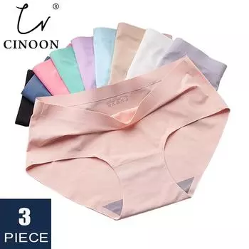 CINOON, комплект бесшовных трусиков, 3 шт./лот, женское комфортное нижнее белье, модные женские трусы с низкой посадкой, 10 цветов, нижнее белье S