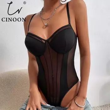 CINOON New Europe and America Bustier Women Strappy Bodysuit Lace Push Up Bra Fishbone Jumpsuit Ladies Sexy Corset Lingerie