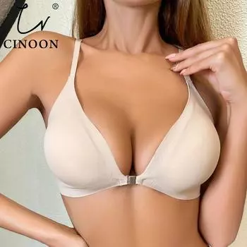 CINOON сексуальные бюстгальтеры без следов для женщин, нижнее белье пуш-ап, съемный мягкий бюстгальтер без косточек, цельный бюстгальтер с застежкой спереди, интимный S