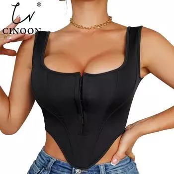 CINOON Сексуальный женский бюстгальтер большого размера, нижнее белье с застежкой спереди, бесшовный бюстгальтер с пуш-апом, спортивный жилет без рукавов L чёрный