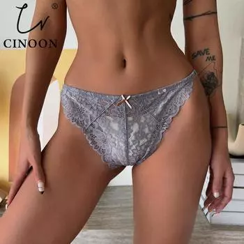 CINOON Женские сексуальные удивительные трусики с низкой талией, кружевное нижнее белье, женские стринги, соблазнительный бант, прозрачное нижнее белье с Т-образной спинкой XL красный