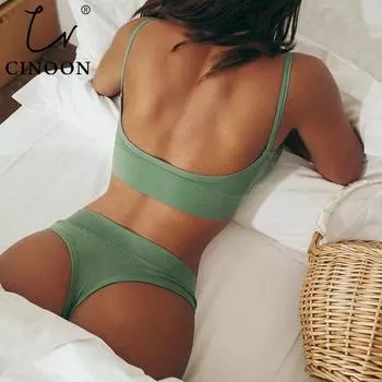 CINOON женский бесшовный комплект с бюстгальтером сексуальные стринги с низкой талией трусики без косточек бюстгальтер без косточек нижнее белье бюстгальтер хлопок женский комплект нижнего белья M