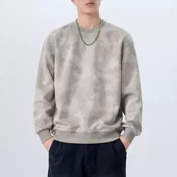 Круглый ретро-вязаный свитер с принтом букв, толстый круглый вырез, мужской, весна-осень, свободный американский топ с длинными рукавами, прилив M чёрный