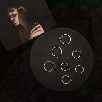 Circle s925 silver needle earrings femininity Internet celebrity cold style high sense versatile ring earrings earrings 925 silver