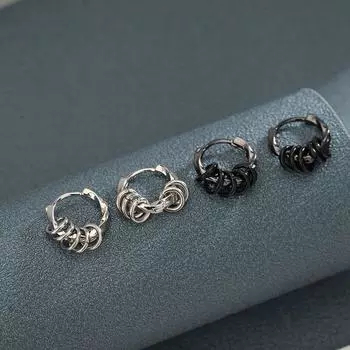 Circle Simple Ear Buckle Twisted Hoop Earrings Trendy Men Wave Earrings Gifts чёрный