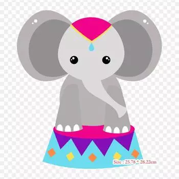 Circo Rosa Animais Цирк Рисунок Утюг на Термопереносе Печать Виниловые Нашивки Наклейки для Одежды Аппликации Сделай Сам Моющиеся Нашивки