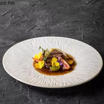 Circular Ceramic Dining Plate Western Steak Plates Pasta Dish Sashimi Plates Sushi Plate Fruit Dish Salad Bowl Dim Sum Dish