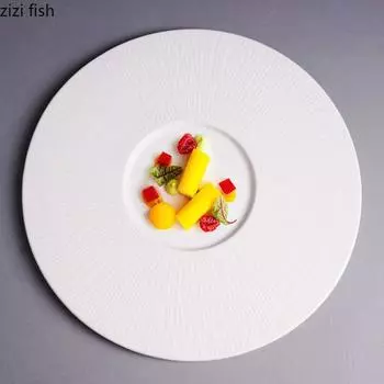 Circular Ceramic Dinner Plate Steak Plate Sashimi Disc Sushi Plates Dessert Dish Snack Plates Pasta Salad Tray Kitchenware
