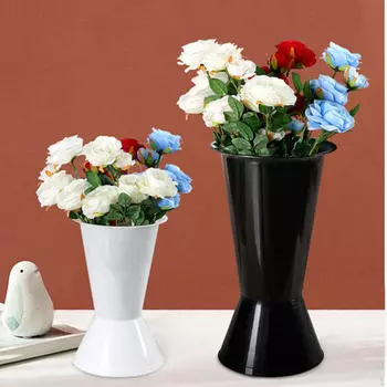 Circular Flower Bucket Vase 41cm Height Lightweight Multipurpose Accessories for Tabletop Decor 22cm чёрный