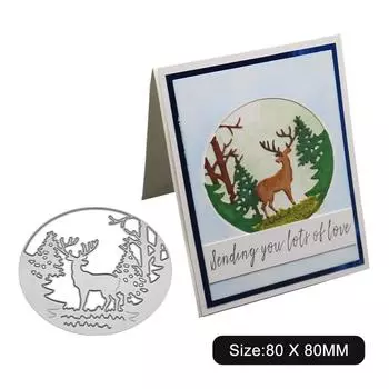 Circular Frame Deer Tree Frame Metal Silvery Stencil Embossing Cutting Dies For Diy Scrapbooking Paper Album Cards Making серебряный