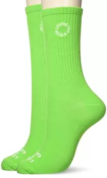 Circular Logo Embroidery Amerib Crew Length 2 Green [Fukusuke] Socks, Pairs, Women s, зелёный