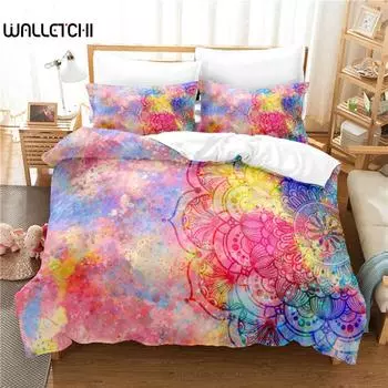 Circular Pattern Bedding Set Duvet Cover Set 3d Bedding Digital Printing Bed Linen Queen Size Bedding Set Fashion Design EU single(135x200cm)