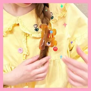 Circus Bear Bear Hair Clip Acetic Acid Shark Clip Fashion Acetate Hair Claw Daily