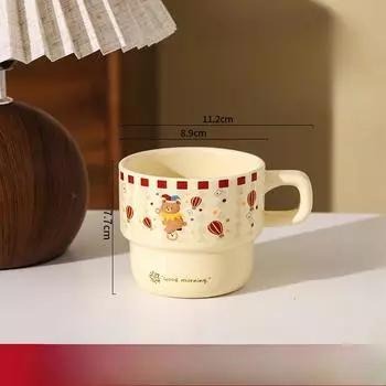 Circus Cartoon Ceramic Stacked Cups Children s Day Gifts High value Household Mug Coffee Cup Water Cup 301-400ml