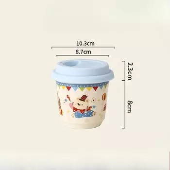 Circus Cartoon with Lid Household Casual Cup Water Cup Gift Ceramic Coffee Cup Breakfast Cup High Appearance 200-400ml