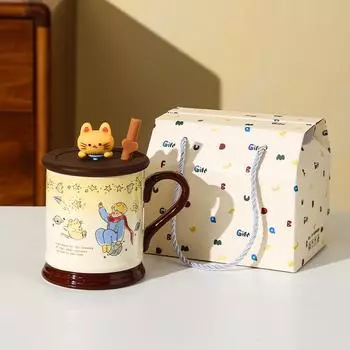 Circus Ceramic Water Cup Couple Mug Gifts High Pretty Children s Day Gifts Water Suit Gifts 401-500ml