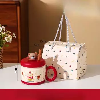 Circus Coffee Ceramic Large Capacity Cup Water Cup Mug with Lid with Spoon Drinking Water Cup Birthday Gift 520ML