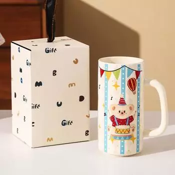 Circus High Value Ceramic Straight Cup Water Cup Gift Cute Fairy Tale Ceramic Cup Couple Gift 401-500ml