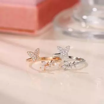 Циркон Бабочка Микро Мозаика Кольцо Ретро Кольцо Открытие Темперамент Вечеринка Концерт Модные Ювелирные Изделия Подарок