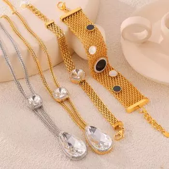 Циркон Белый Ракушка Браслет Ожерелье Комплект Женский Ниша Свет Роскошь