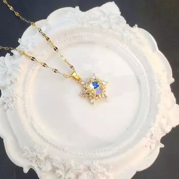 Циркон Гексаграмма Ожерелье Женское Премиум Простое Ол Универсальное Яркое и Блестящее Подвеска Ювелирные Изделия