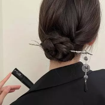 Циркон Китайский Ханьфу Заколка Для Волос Металлические Каменные Палочки Для Волос Элегантная Дама серый