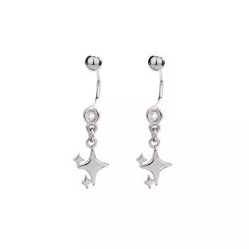 Циркон Тетрагональная Звезда Крючок для Ушей Сладкий Темперамент Серьги-пусеты Звезда Персонализированная Винтовая Застежка Серьги Звезда Copper (white gold with screw beads)