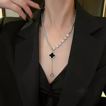 Циркониевый крест-кулон женское ожерелье асимметричный дизайн ключицы-цепочка ожерелье серебряный