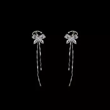 Цирконий Бабочка Длинная Бахрома Серьги Клипса Для Женщин Ниша Дизайн Чувство Изысканной Личности Мода Универсальные Серьги Серьги