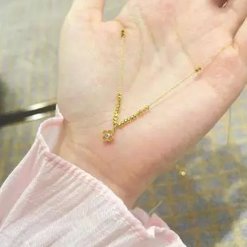 Цирконий Четырехлистный клевер Ожерелье Женское Легкое Роскошное Модное Полая Ключичная Цепочка