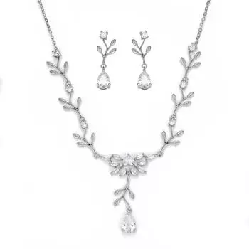 Цирконий Цветок Ожерелье Женское Невеста Свадебное Платье Европейский И Американский Цветок Серьги Комплект