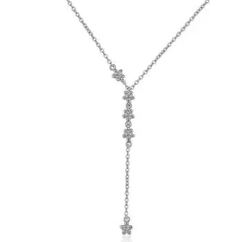 Цирконий Цветок Свитер Цепочка Длинное Ожерелье Женская Мода Элегантный Темперамент Осень и Зима Подвеска Сто с Украшениями Для Подарка Девушке Copper