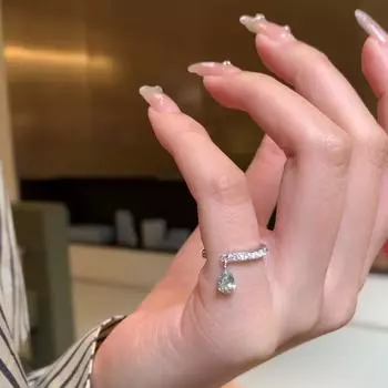Цирконий Капля воды Металлическое открывающееся кольцо Женское легкое роскошное ретро элегантное модное темпераментное трендовое универсальное кольцо