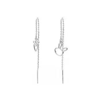 Цирконий кролик морковка ухо круглое лицо тонкая личность японский стиль милый длинный зодиак кролик цепочка ухо Copper (white gold)