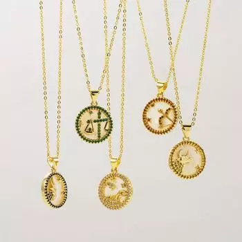Цирконий латунь 12 зодиак перламутровое ожерелье нишевое легкое роскошное изысканное круглое фирменное креативное ожерелье
