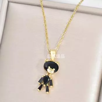 Цирконий Медведь Ожерелье Женское Легкое Роскошное Милое Подвеска Изысканная Цепочка Ключицы Аксессуары