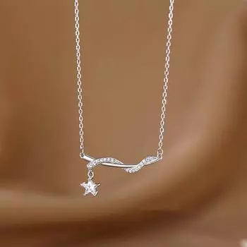 Цирконий ожерелье Женский Ins Light Роскошный обмотка Звезда Ключица Цепочка Простая Пентаграмма Цепочка на шею Нержавеющая сталь