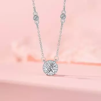Цирконий ожерелье женское летнее нишевое дизайн Sense круглая полная дрель ключичная цепочка из нержавеющей стали