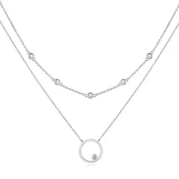 Цирконий Популярная белая подарочная упаковка включена [FANCIME] Ожерелье, женское, 2-рядное ожерелье, кольцо, серебро, S925, бренд, Рождество, день, день рождения,